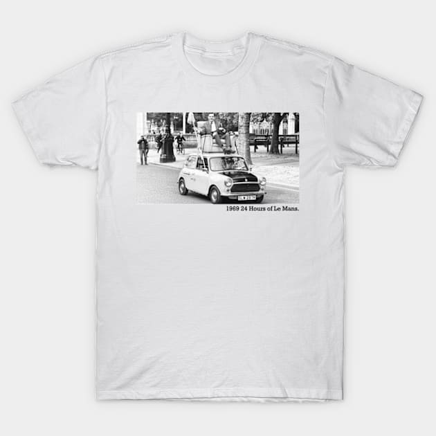 Mr. Bean Le Mans 1969 - Black and White T-Shirt by LuisP96